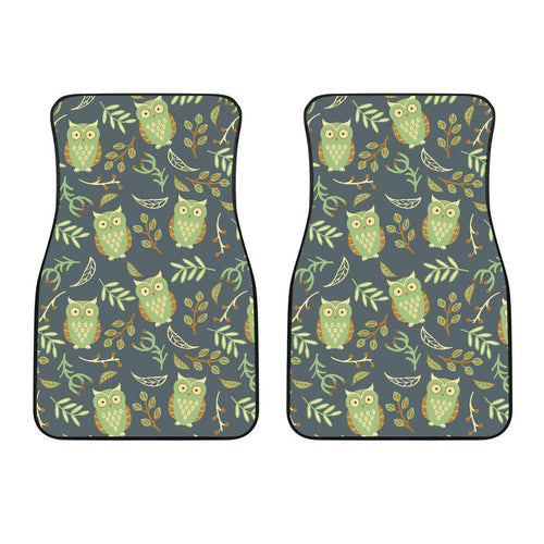 Cute Owls Leaves Pattern Front Car Mats