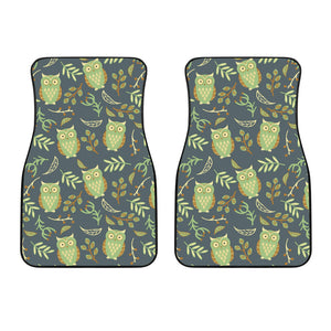 Cute Owls Leaves Pattern Front Car Mats