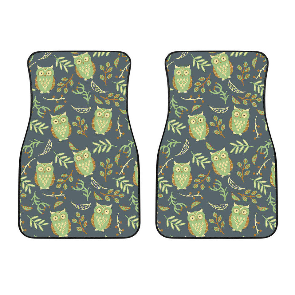 Cute Owls Leaves Pattern Front Car Mats