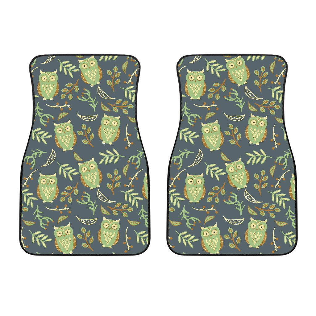 Cute Owls Leaves Pattern Front Car Mats