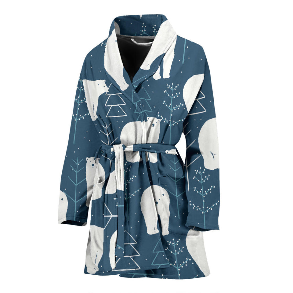 Polar Bear Mother Her Child Pattern Women'S Bathrobe