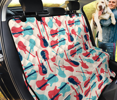 Red Blue Guitar Pattern Dog Car Seat Covers