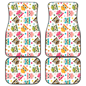 Color Cute Owl Pattern Front And Back Car Mats