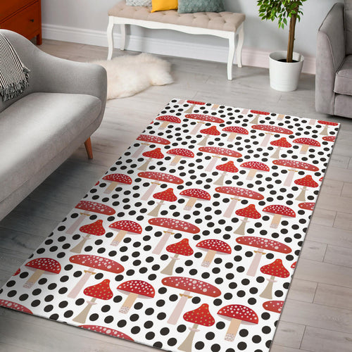 Red Mushroom Dot Pattern Area Rug