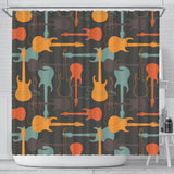 Electric Guitars Pattern Shower Curtain Fulfilled In US