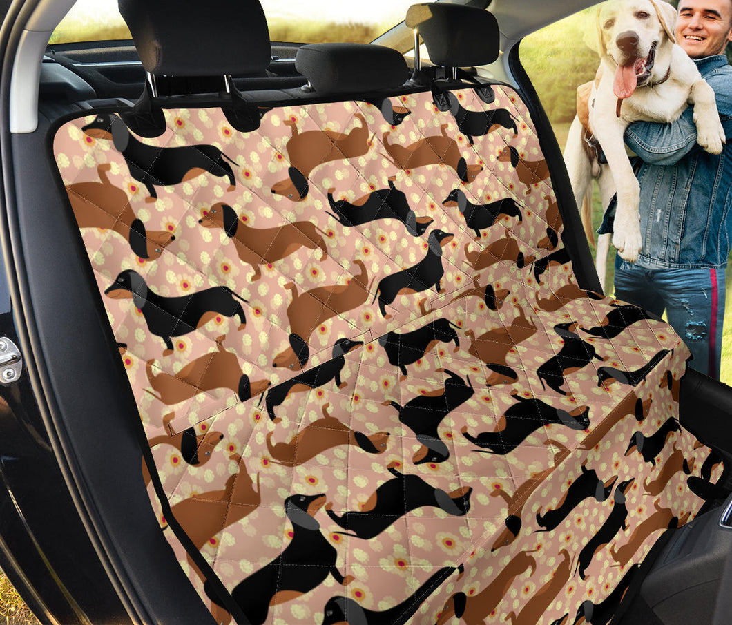 Dachshund Floral Background Dog Car Seat Covers