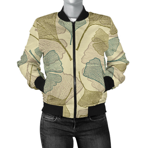 Ginkgo Leaves Design Pattern Women'S Bomber Jacket