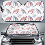 Watercolor Sea Turtle Jellyfish Pattern Car Sun Shade