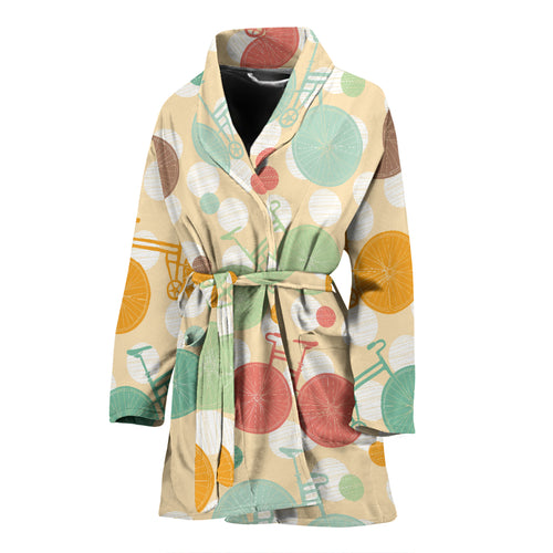 Bicycle Pattern Print Design 01 Women's Bathrobe