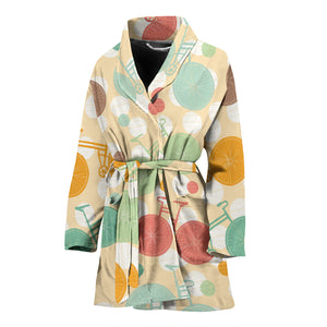 Bicycle Pattern Print Design 01 Women's Bathrobe
