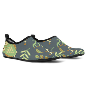 Cute Owls Leaves Pattern Aqua Shoes