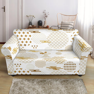Beautiful Gold Japanese Pattern Loveseat Couch Slipcover