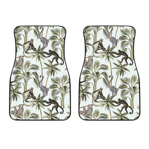 Monkey Sloth Lemur Palm Trees Pattern Front Car Mats