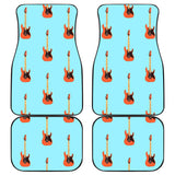 Electric Guitar Pattern Light Blue Background Front And Back Car Mats