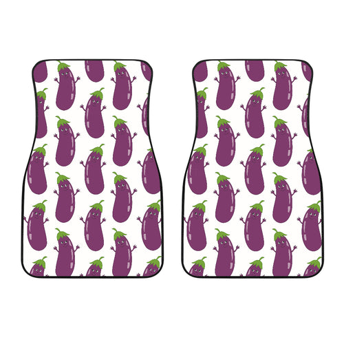 Eggplant Pattern Print Design 01 Front Car Mats