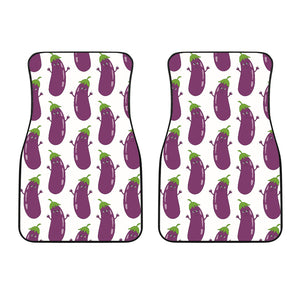 Eggplant Pattern Print Design 01 Front Car Mats