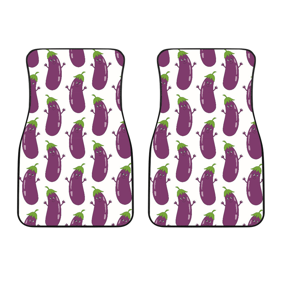 Eggplant Pattern Print Design 01 Front Car Mats