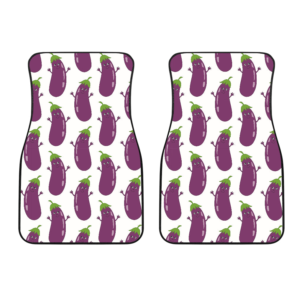 Eggplant Pattern Print Design 01 Front Car Mats