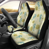Seahorse Shell Starfish Pattern Background  Universal Fit Car Seat Covers