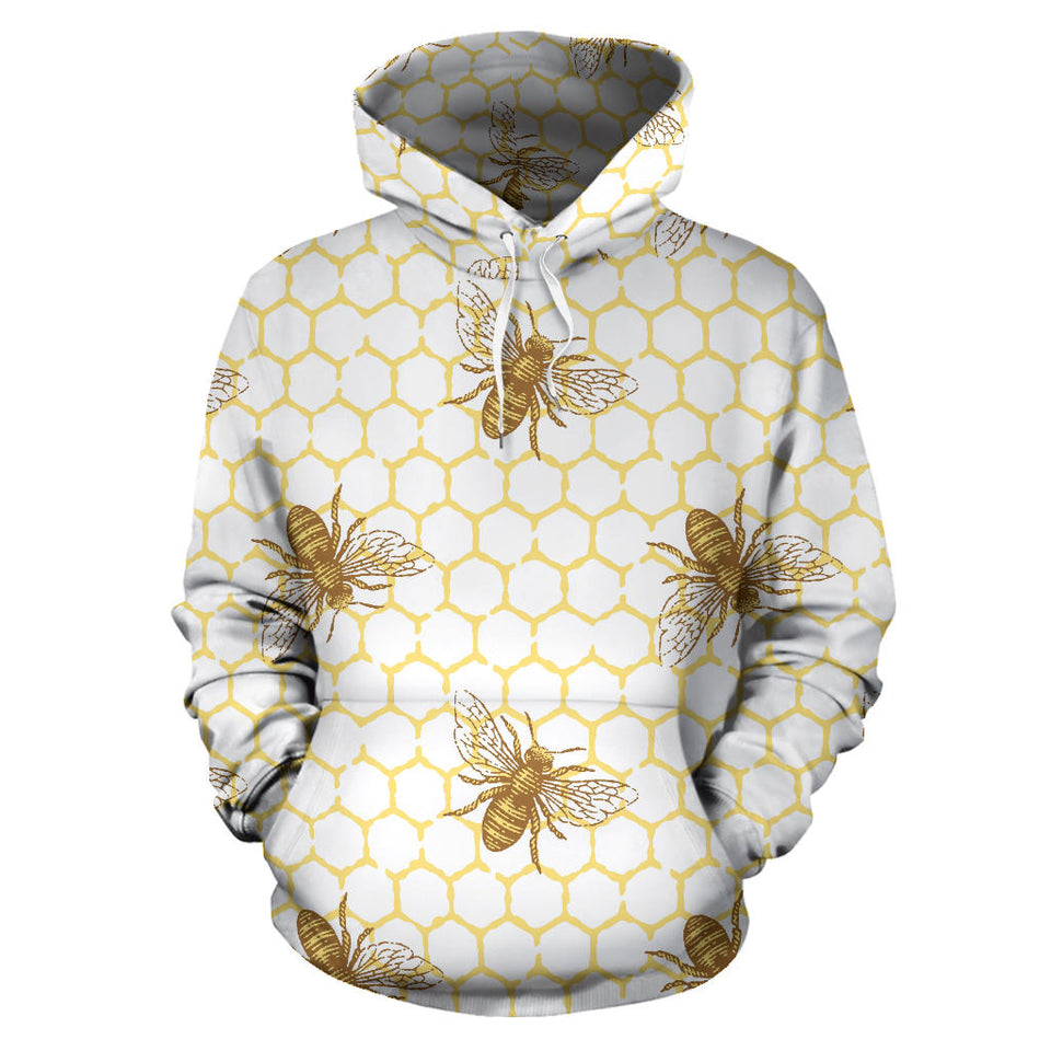 Bee Honeycomb Seamless Design Pattern Men Women Pullover Hoodie