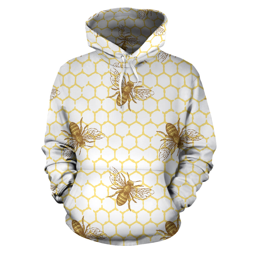 Bee Honeycomb Seamless Design Pattern Men Women Pullover Hoodie