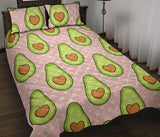 Avocado heart pink background Quilt Bed Set