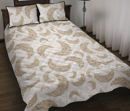Cool gold moon abstract pattern Quilt Bed Set