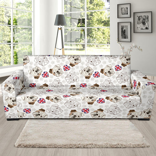 English Bulldog Pattern Print Design 01 Sofa Slipcover