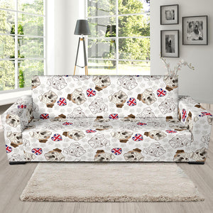 English Bulldog Pattern Print Design 01 Sofa Slipcover