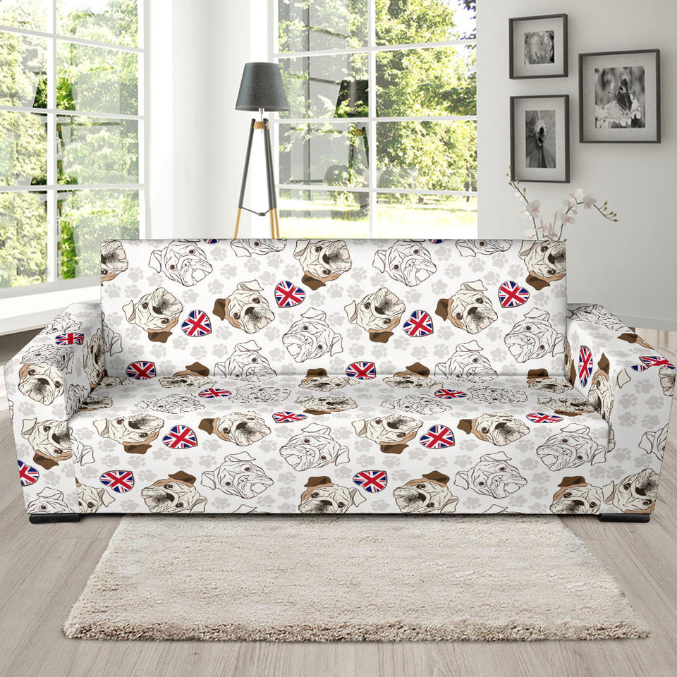 English Bulldog Pattern Print Design 01 Sofa Slipcover