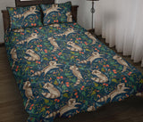 Raccoon tropical leaves pattern Quilt Bed Set