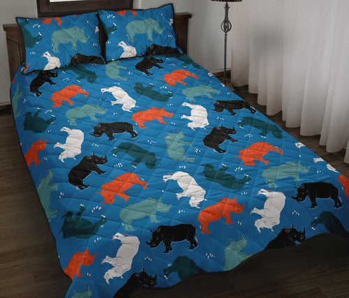 Colorful rhino pattern Quilt Bed Set