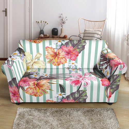 Colorful Orchid Flower Pattern Loveseat Couch Slipcover