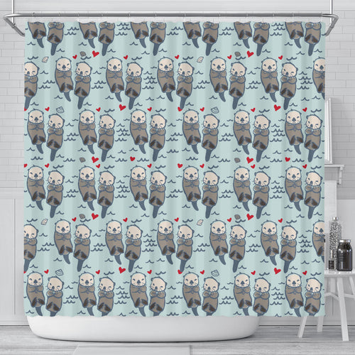Lovely Sea Otter Pattern Shower Curtain Fulfilled In US