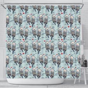 Lovely Sea Otter Pattern Shower Curtain Fulfilled In US