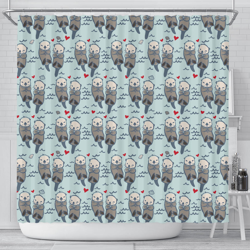 Lovely Sea Otter Pattern Shower Curtain Fulfilled In US