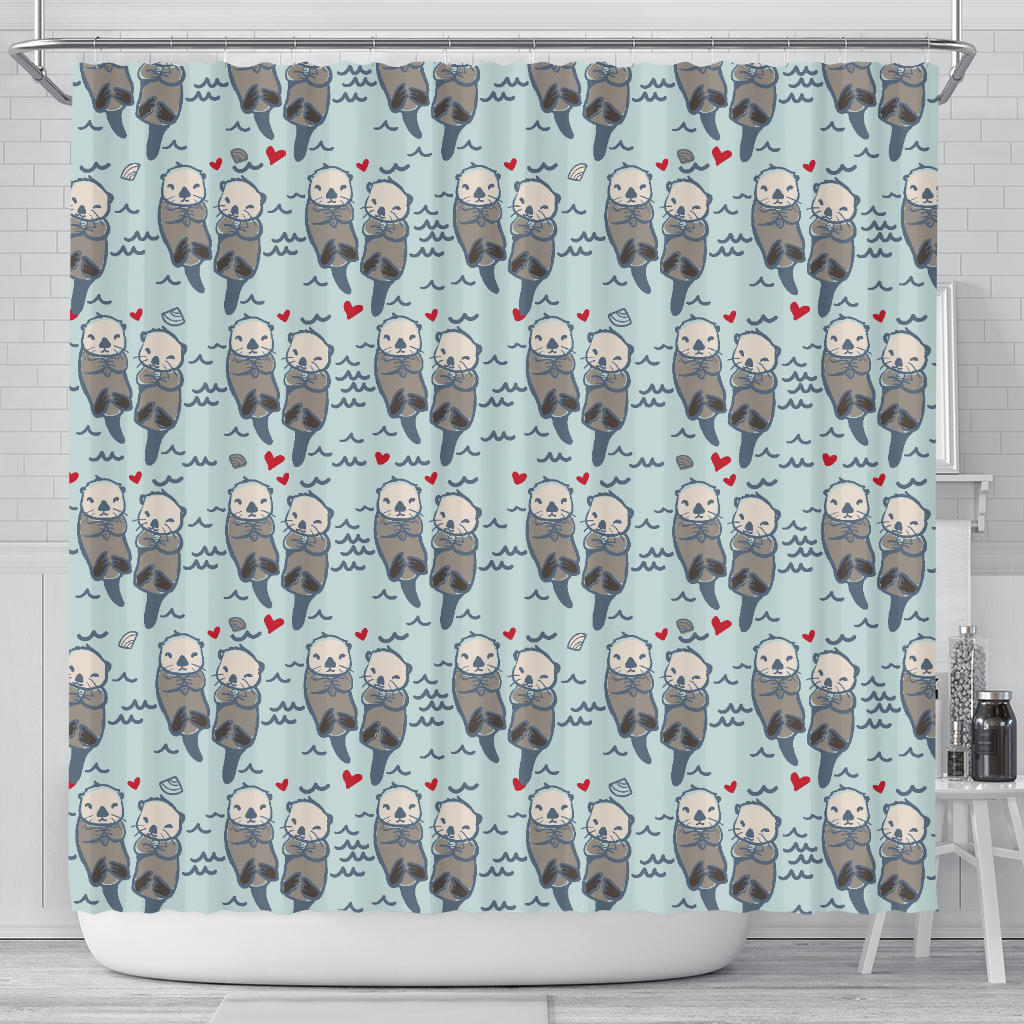 Lovely Sea Otter Pattern Shower Curtain Fulfilled In US