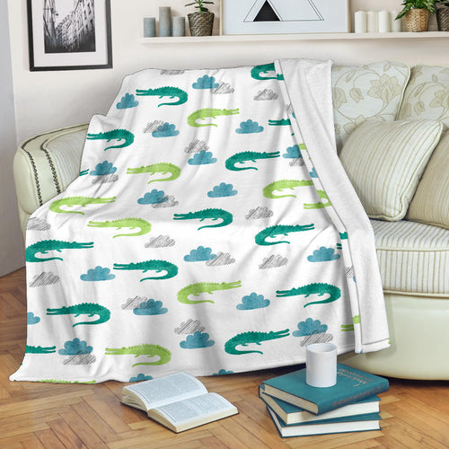 Watercolor Crocodile Pattern Premium Blanket