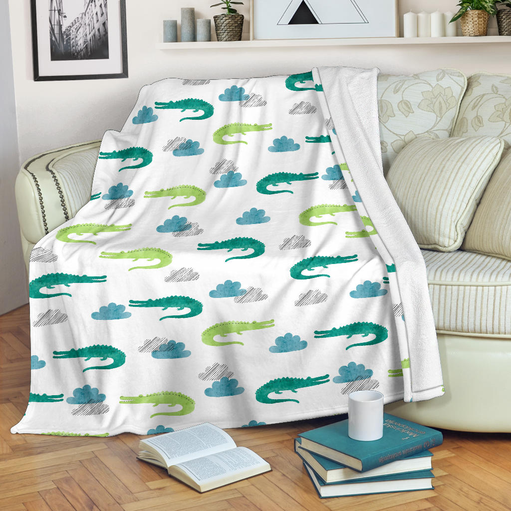 Watercolor Crocodile Pattern Premium Blanket