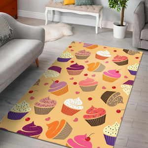Cake Cupcake Heart Cherry Pattern Area Rug