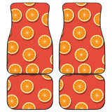 Oranges Pattern Red Background Front And Back Car Mats