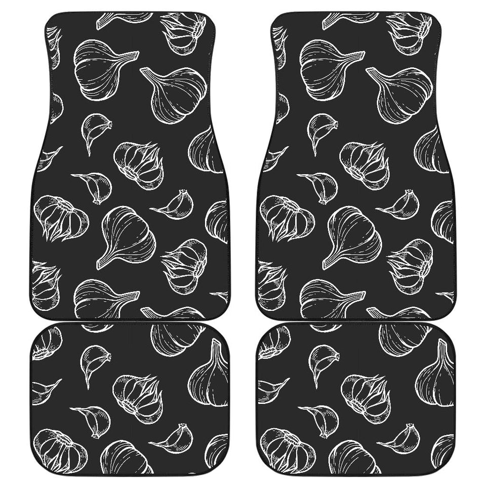 Garlic Pattern Black Background Front And Back Car Mats