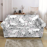 Cute French Bulldog Head Pattern Loveseat Couch Slipcover