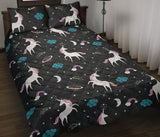 unicorn rainbows moon clound star pattern Quilt Bed Set