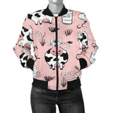 Cows Milk Product Pink Background Women'S Bomber Jacket