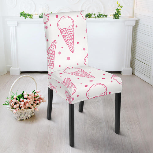 Hand Drawn Ice Cream Pattern Dining Chair Slipcover