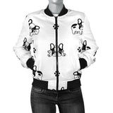 Cute French Bulldog Paw Pattern Women'S Bomber Jacket