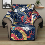 Blue red dragon cloud pattern Recliner Cover Protector