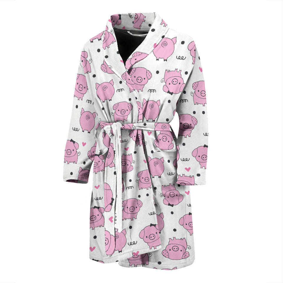 Pig Pattern Print Design 03 Men's Bathrobe