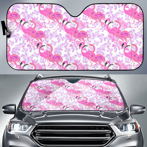 Pink Flamingo Flower Pattern Car Sun Shade